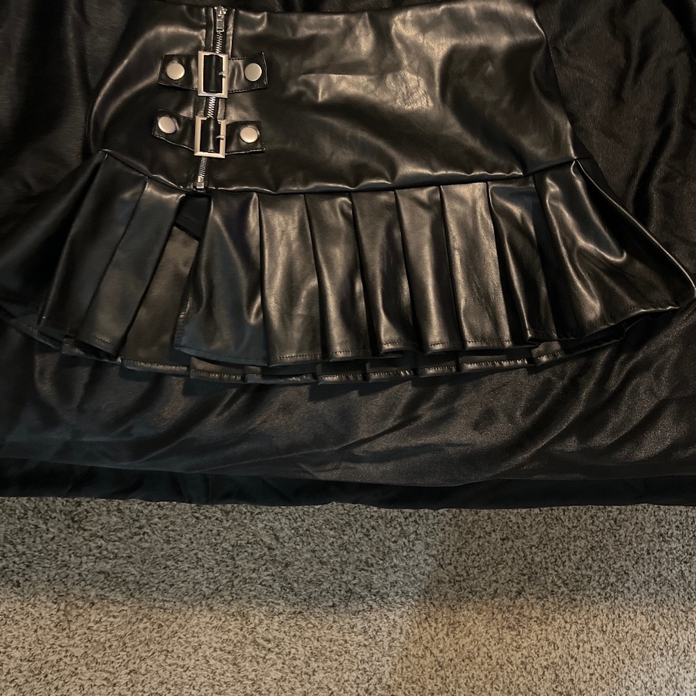 Black Leather Mini Skort